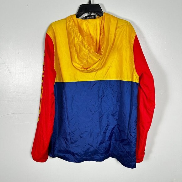 Pac-Man Jacket Mens XL Blue Yellow Color Block Graphic Bandai Namco Windbreaker - Picture 4 of 6